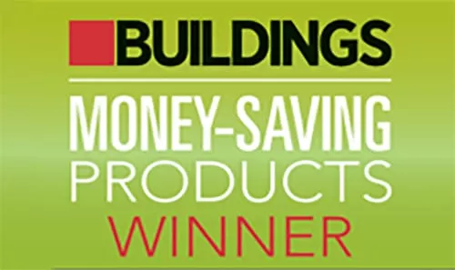 Graphic that reads "Buildings. Money-Saving Products Winner"