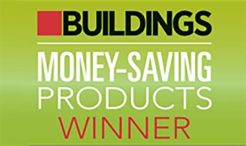 Graphic that reads "Buildings. Money-Saving Products Winner"