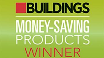 Graphic that reads "Buildings. Money-Saving Products Winner"