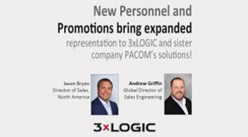 Graphic of "New Personnel and Promotions bring expanded representations to 3xLogic and sister company PACOM's solutions"